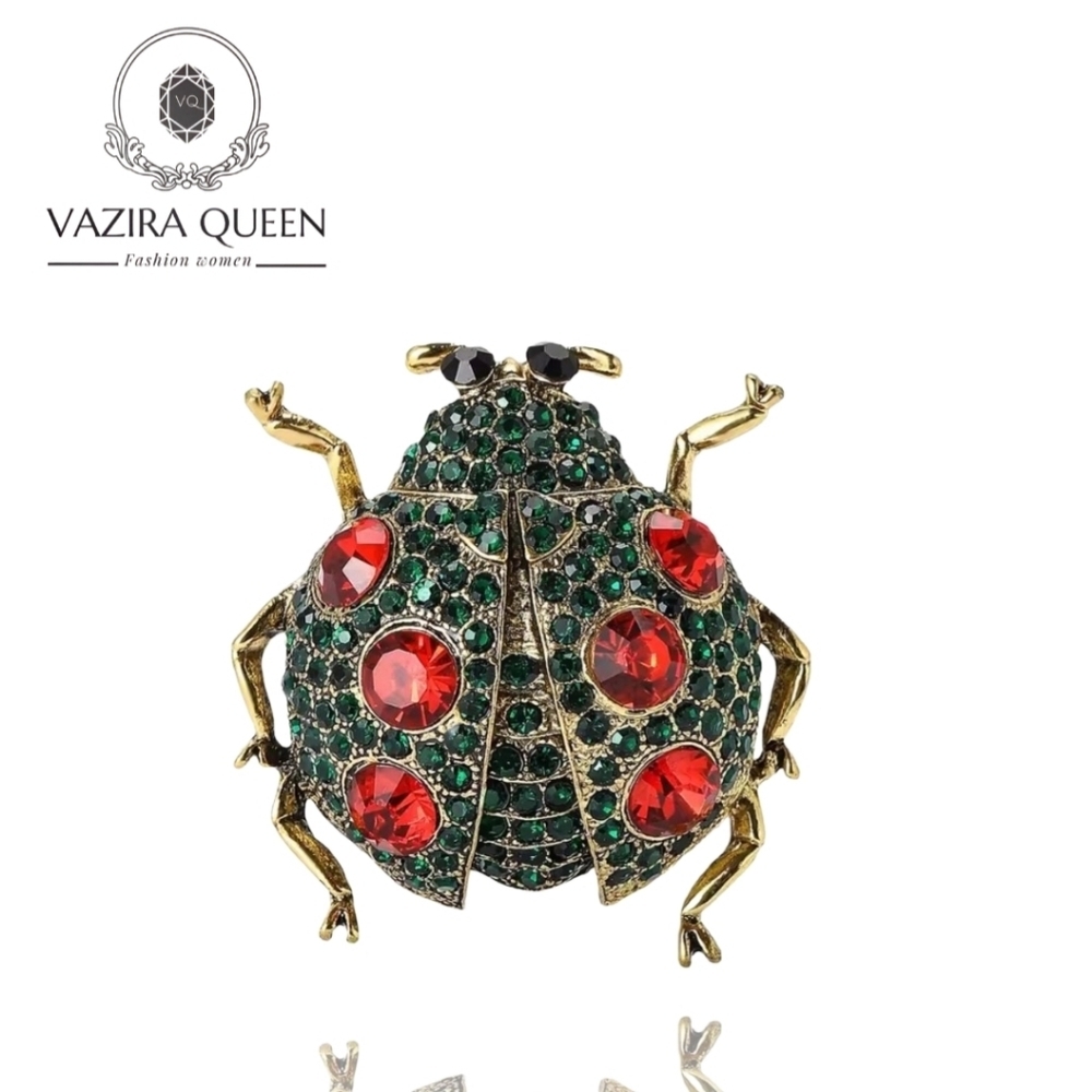 VQ Rhinestones Ladybug Brooch
